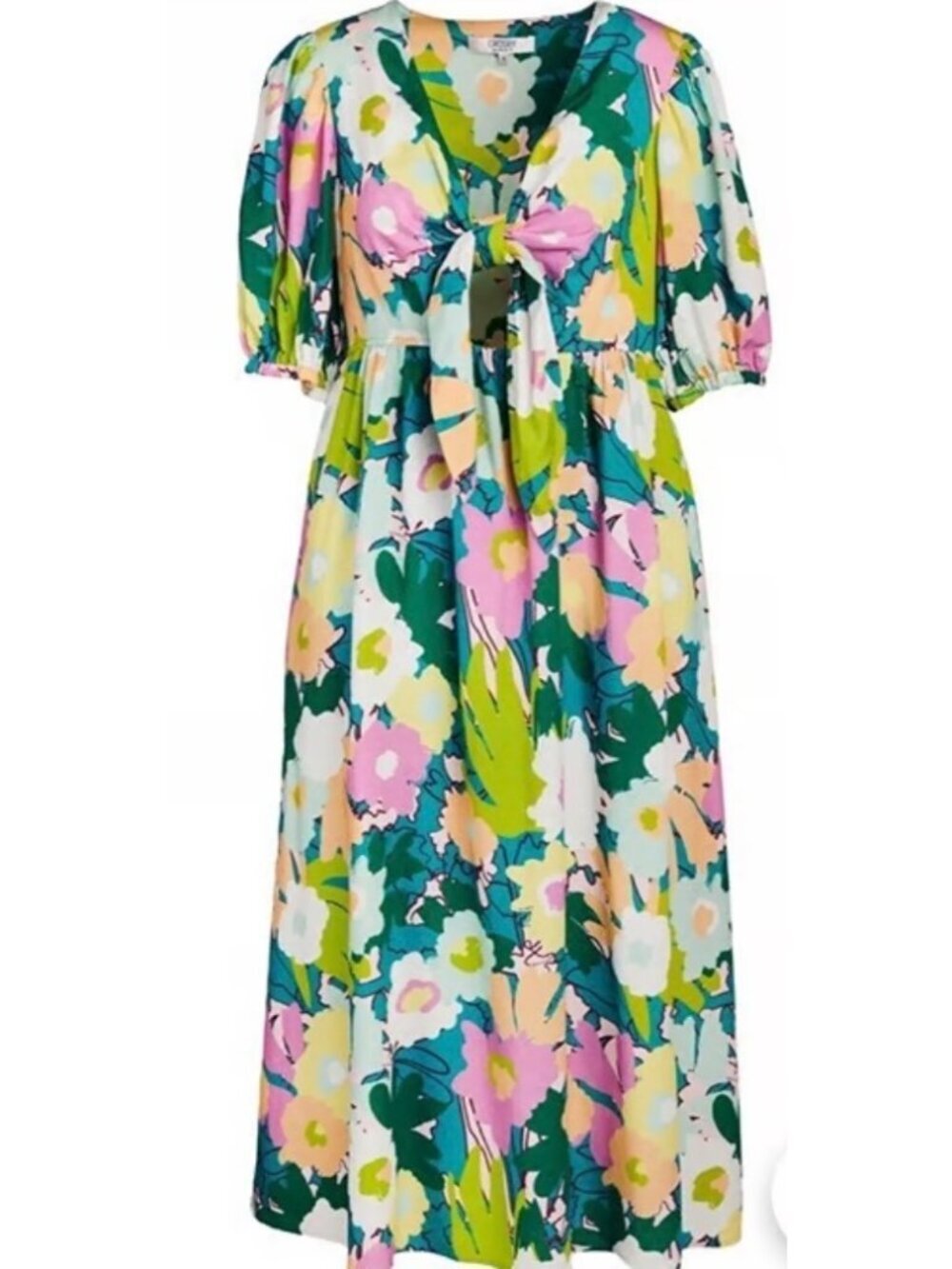 Crosby by Mollie Burch Emilie Floral Maxi Dress Cutout Tie Front XS NWT